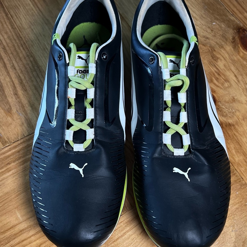 Puma Faas Black and Lime Green Golf Spikeless Sneakers